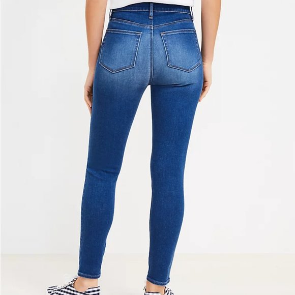 Loft Petite High Rise Skinny Jeans in Bright Mid Indigo Wash - Picture 3 of 3